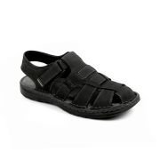 LA CUOIERIA Men Black Leather Sandal