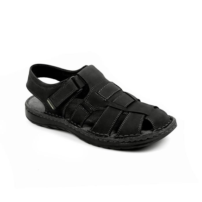 LA CUOIERIA Men Black Leather Sandal