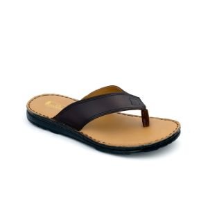 LA CUOIERIA Men Comfort Brown Leather Flip Flops