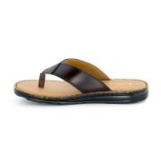 LA CUOIERIA Men Comfort Brown Leather Flip Flops