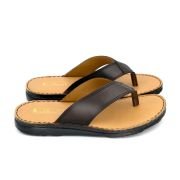 LA CUOIERIA Men Comfort Brown Leather Flip Flops