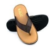 LA CUOIERIA Men Comfort Brown Leather Flip Flops