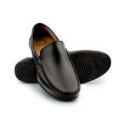 LA CUOIERIA Men Comfy Soft Black Leather Moccasin