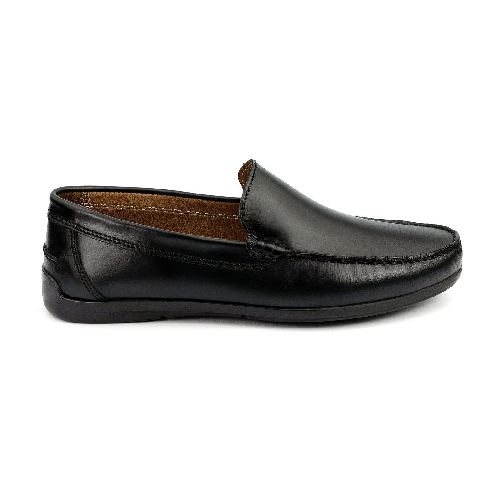 LA CUOIERIA Men Comfy Soft Black Leather Moccasin