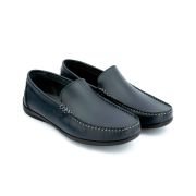 LA CUOIERIA Men Comfy Soft Navy Leather Moccasin