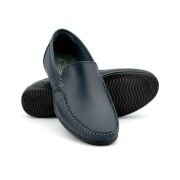 LA CUOIERIA Men Comfy Soft Navy Leather Moccasin