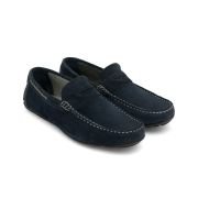 LA CUOIERIA Men Dark Navy Strap Suede Moccasin