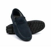 LA CUOIERIA Men Dark Navy Strap Suede Moccasin