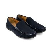 LA CUOIERIA Men Dark Navy Suede Moccasin