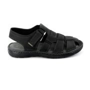 LA CUOIERIA Men Black Leather Sandal