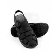 LA CUOIERIA Men Black Leather Sandal