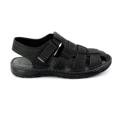 LA CUOIERIA Men Black Leather Sandal