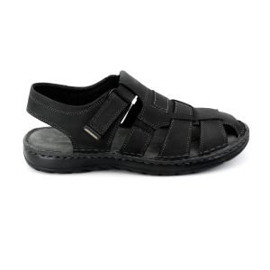 LA CUOIERIA Men Black Leather Sandal