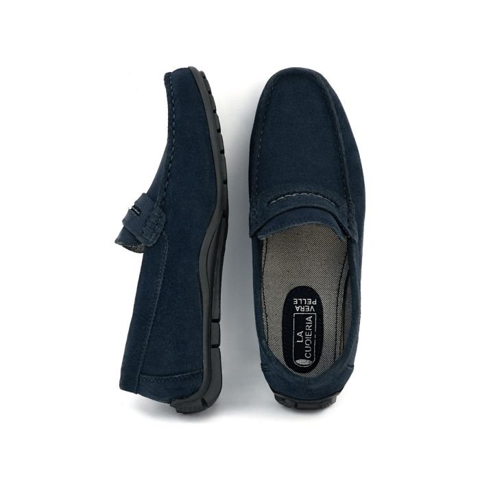 LA CUOIERIA Men Navy Suede Moccasin
