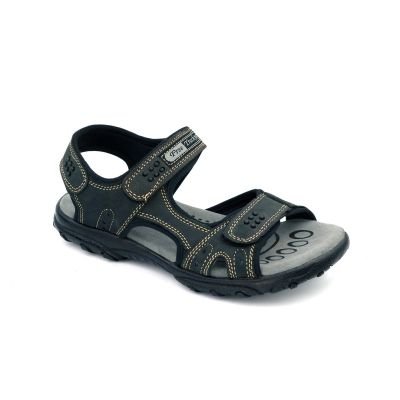 LA CUOIERIA Men Nubuck Black Leather Sandal
