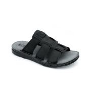 LA CUOIERIA Men Nubuck Black Leather Slipper