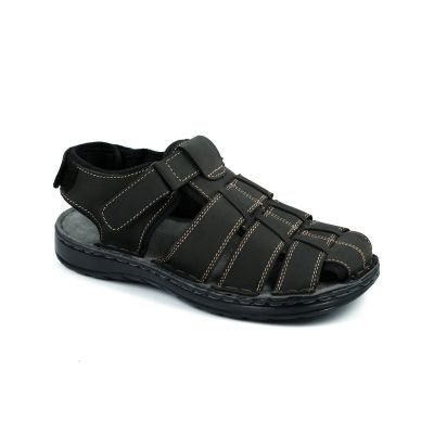 LA CUOIERIA Men Nubuck Dark Grey Leather Sandal