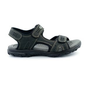 LA CUOIERIA Men Nubuck Black Leather Sandal