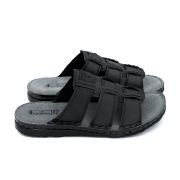 LA CUOIERIA Men Nubuck Black Leather Slipper