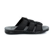 LA CUOIERIA Men Nubuck Black Leather Slipper