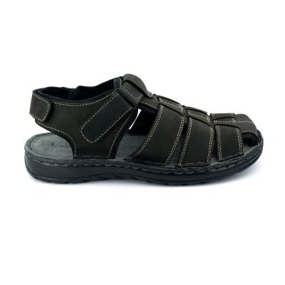 LA CUOIERIA Men Nubuck Dark Grey Leather Sandal