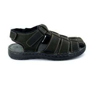 LA CUOIERIA Men Nubuck Dark Grey Leather Sandal