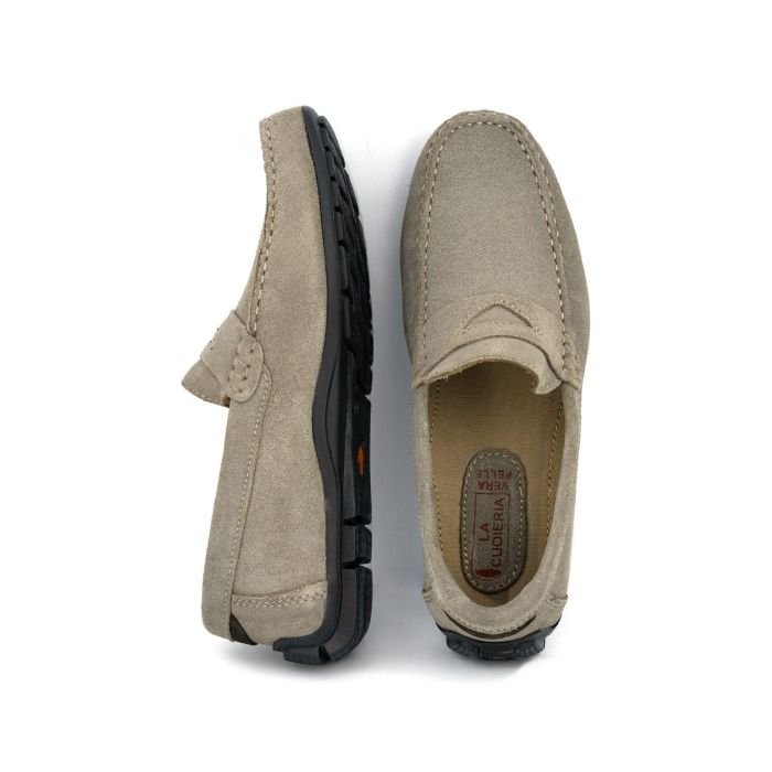 LA CUOIERIA Men Taupe Suede Moccasin