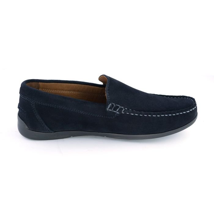 LA CUOIERIA Men Dark Navy Suede Moccasin
