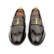 OXBOK Men Patent Shine Chocolate Brown Leather Loafer