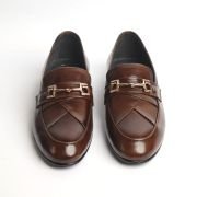 OXBOK Men Classic Buckle Brown Leather Loafer