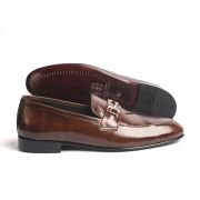 OXBOK Men Classic Buckle Brown Leather Loafer