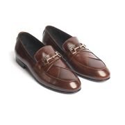 OXBOK Men Classic Buckle Brown Leather Loafer