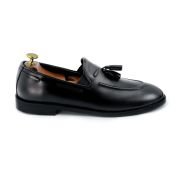 OXBOK Men Classic Tassels Black Leather Loafer