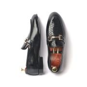 OXBOK Men Croc Black Leather Loafer