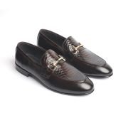 OXBOK Men Croc Brown Leather Loafer