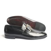 OXBOK Men Mild Gold Black Leather Loafer