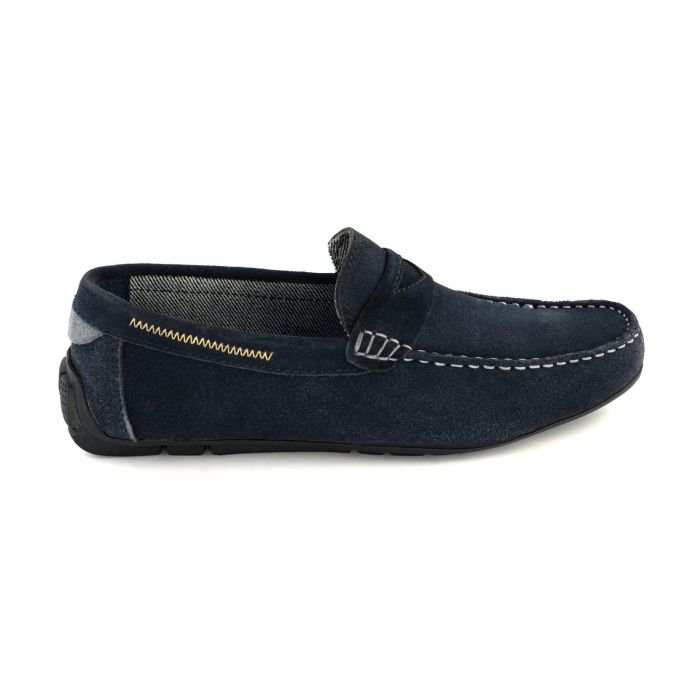 LA CUOIERIA Men Dark Navy Strap Suede Moccasin