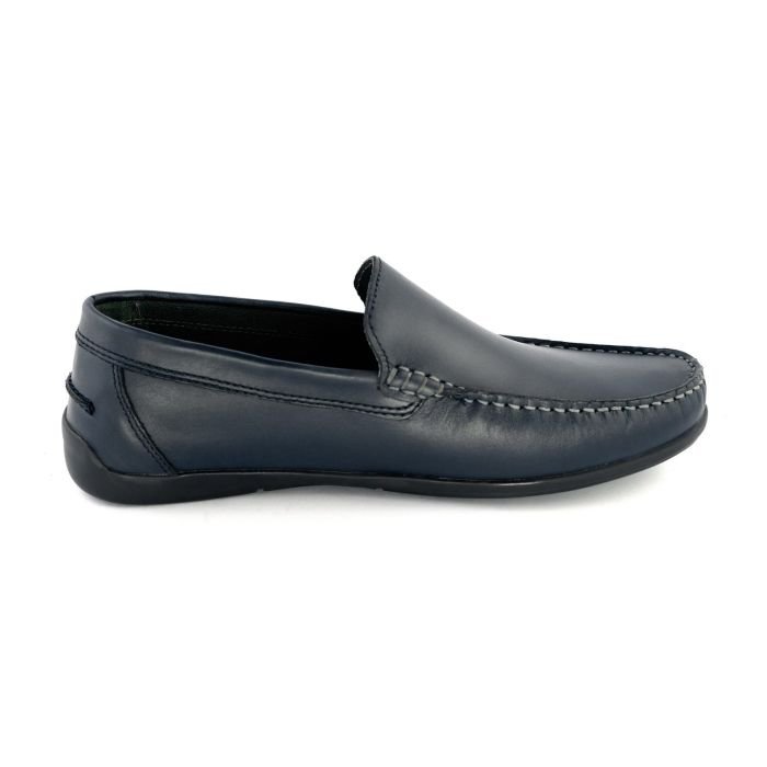 LA CUOIERIA Men Comfy Soft Navy Leather Moccasin