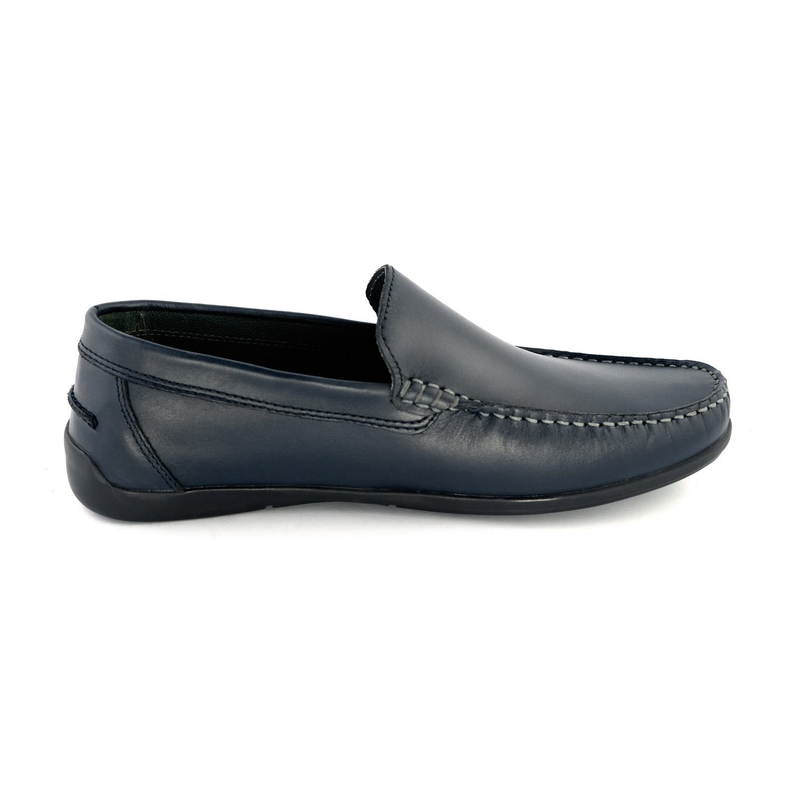 LA CUOIERIA Men Comfy Soft Navy Leather Moccasin