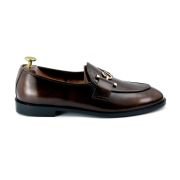 OXBOK Men Gold Hook Buckle Brown Loafer