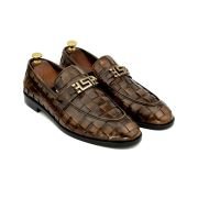 OXBOK Men Hand Woven RC 2 Tone Brown Leather Loafer
