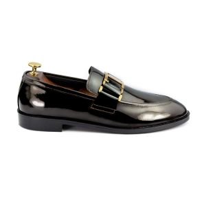 OXBOK Men Patent Shine Chocolate Brown Leather Loafer