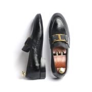 OXBOK Men Mild Gold Black Leather Loafer