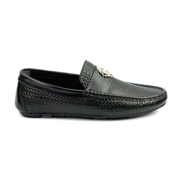 TORO Men Weave Leather RC Black Moccasin