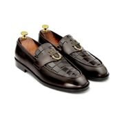 OXBOK Men RC Croc Burgundy Brown Leather Loafer