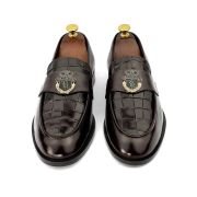 OXBOK Men RC Croc Burgundy Brown Leather Loafer