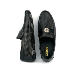 TORO Men Weave Leather RC Black Moccasin