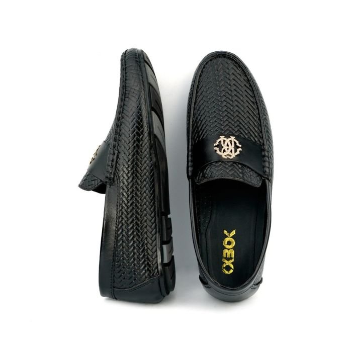 TORO Men Weave Leather RC Black Moccasin