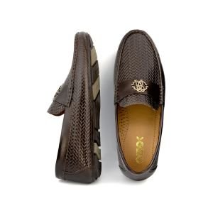 TORO Men Weave Leather RC Brown Moccasin