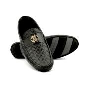 TORO Men Weave Leather RC Black Moccasin